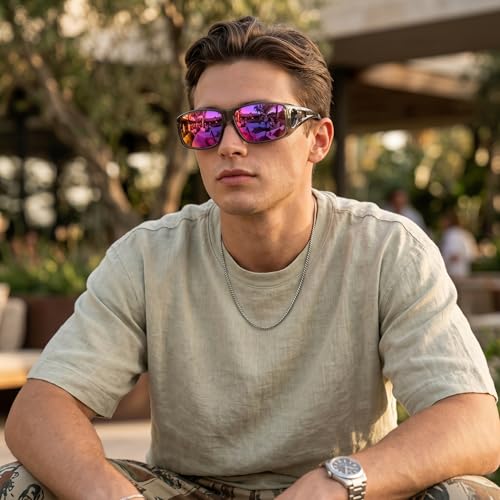 Image of SIPHEW Mirrored Sunglasses Polarized Fit Over Glasses for Men&Women | Wrap Around Sun Glasses,UV400 Protection,Lightweight & Comfortable,Driving,Outdoors
