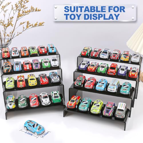 Image of Aheroi Acrylic Risers, 8 Pcs 2 Set(7 inchL~8 inchL~9 inchL) Display Risers, Black Arylic Display Stands Acrylic Shelf Riser, Display Holders for Vendor Events, Cupcake Stands, Toys Display Clear Shelves