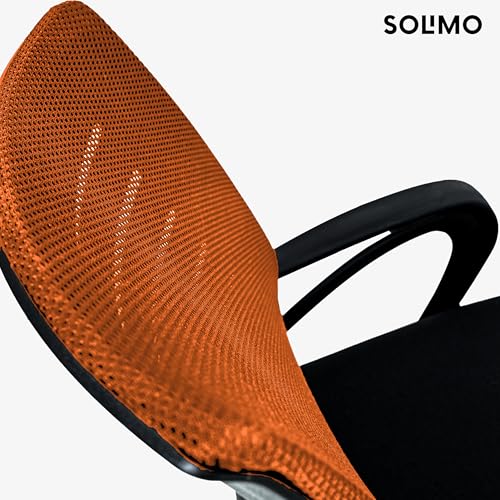 Image of Amazon Brand - Solimo Sitly Mid Back Revolving Office Chair for Work from Home, Study, and Computer Use | Heavy Duty Base | Ergonomic Mesh Design | Durable & Comfortable Seating (Orange Mesh)