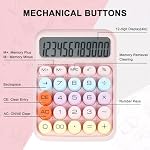 Mechanical Switch Calculator with Big Buttons, Calculators Desktop, 12 Digits, Large LCD Display, Desk Calculator, Cute Pink Calculators for Teachers Students Basic Office (Pink) - Image 3