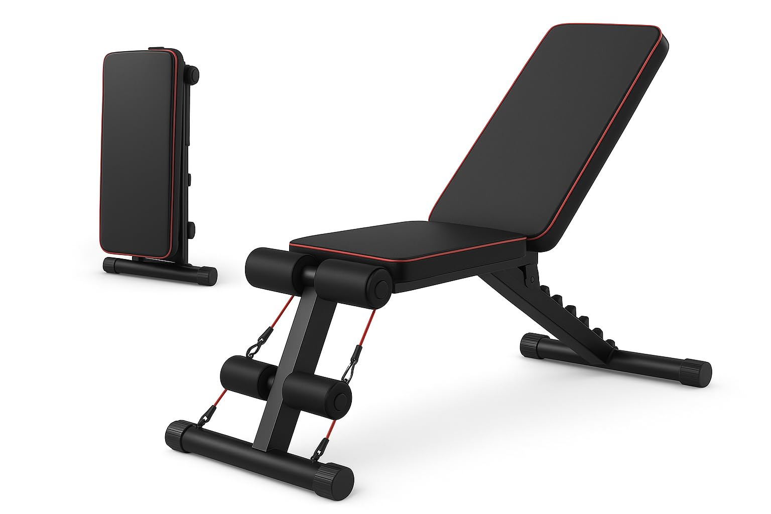 BHAVYATA™ Adjustable Weight Bench – Foldable Full Body Workout Bench for Home Gym, 7 Backrest Positions, 660 LBS Capacity, Incline/Decline Sit Up Bench with Resistance Bands and Leg Holders (Foldable Gym Bench)-image-37