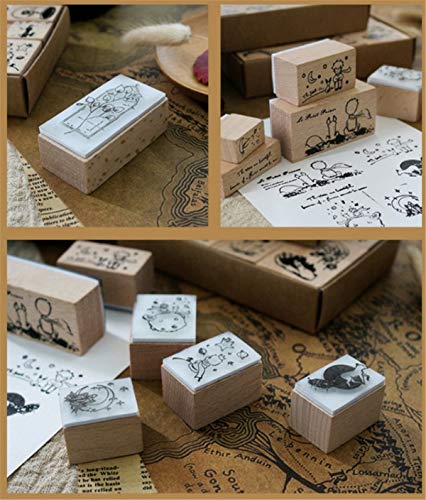 Annchaos Wooden Stamps Set Diy Rubber Seal Template Scrapbooking Card Making Mold Album Planner Arts Crafts Decorative Tools (Star Trail Series) #TOP4