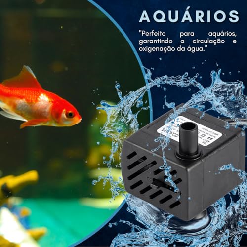 Mini Bomba Submersa Bivolt 200 L/H para Aquários, Fontes e Bebedouros – Silenciosa, Compacta e com E