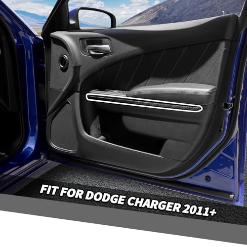 Tiras de moldura en fibra de carbono para panel de puerta de Dodge Charger 2011-2025 2