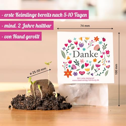 Samenbomben Ideenverlag Hamburg 10 Stück Danke – Geschenk für Kollegen und Gäste