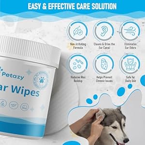 Dog ear wipes for dog | unscented dog ear cleaner for dogs | remove dirt wax itch odor | natural cleaning puppy ear wipes | soothing ear wipes for pets cat | organic ingredients | 125 xl pcs   cucciolini doodles