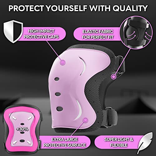 Skatewiz Skating Protective Gear Adult - Impact Size M In Pink Black - Skateboard Pads Knee Elbow Pads Adult - Skating Longboard Accessories - Knee Pads For Women Roller Skating #TOP1
