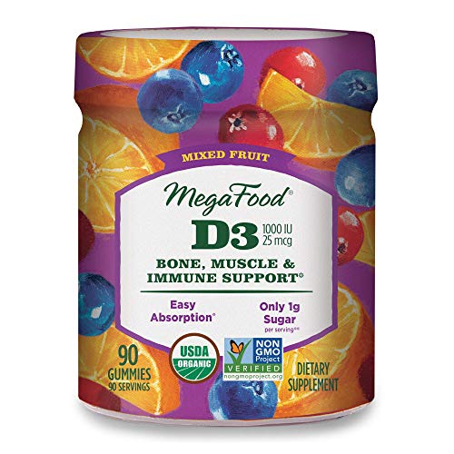 MegaFood, Certified Organic D3 Wellness Gummies, Soft Chew 1000 IU Vitamin D Supplement for Bone, Muscle and Immune Support, Gluten Free, Vegetarian, (45 Servings), 90 Count (Pack of 1) MegaFood, Certified Organic D3 Wellness Gummies, Soft Chew 1000 IU Vitamin D Supplement for Bone, Muscle and Immune Support, Gluten Free, Vegetarian, (45 Servings), 90 Count (Pack of 1)