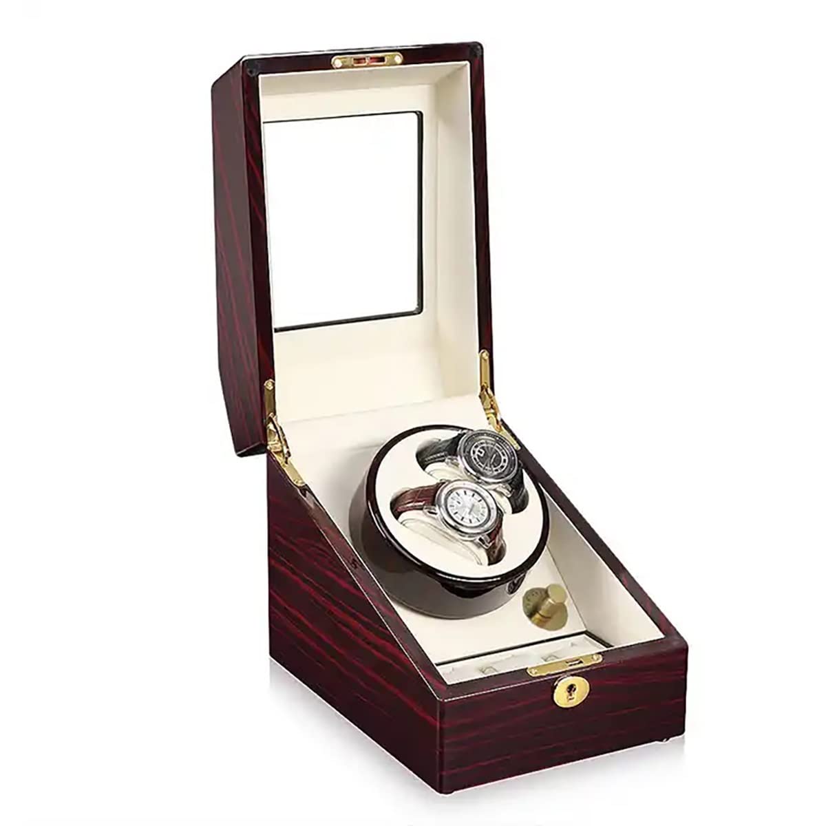 MYUYEE Watch Winder For 2+3 Automatic Watches Luxury Mechanical Watches Storage Case With Quiet Motor Soft Flexible Watch Pillows Wristwatch Display Box (A)