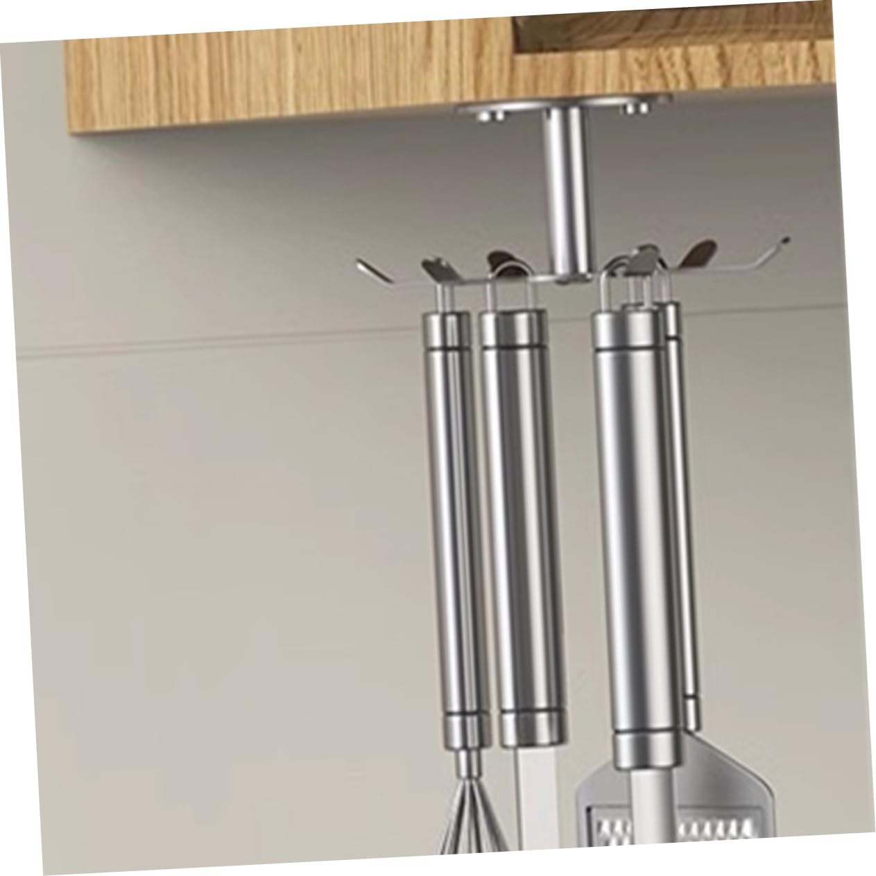 Ipetboom 2pcs Stainless Steel Under Cabinet Hooks Rotating Kitchen Utensil Hangers Multi Claw Organizer for Kitchen and Bathroom Storage