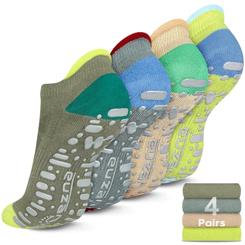 Muezna Non Slip Yoga Socks for Women, Anti-Skid Pilates, Barre, Hospital Socks with Grips, Size 5-10