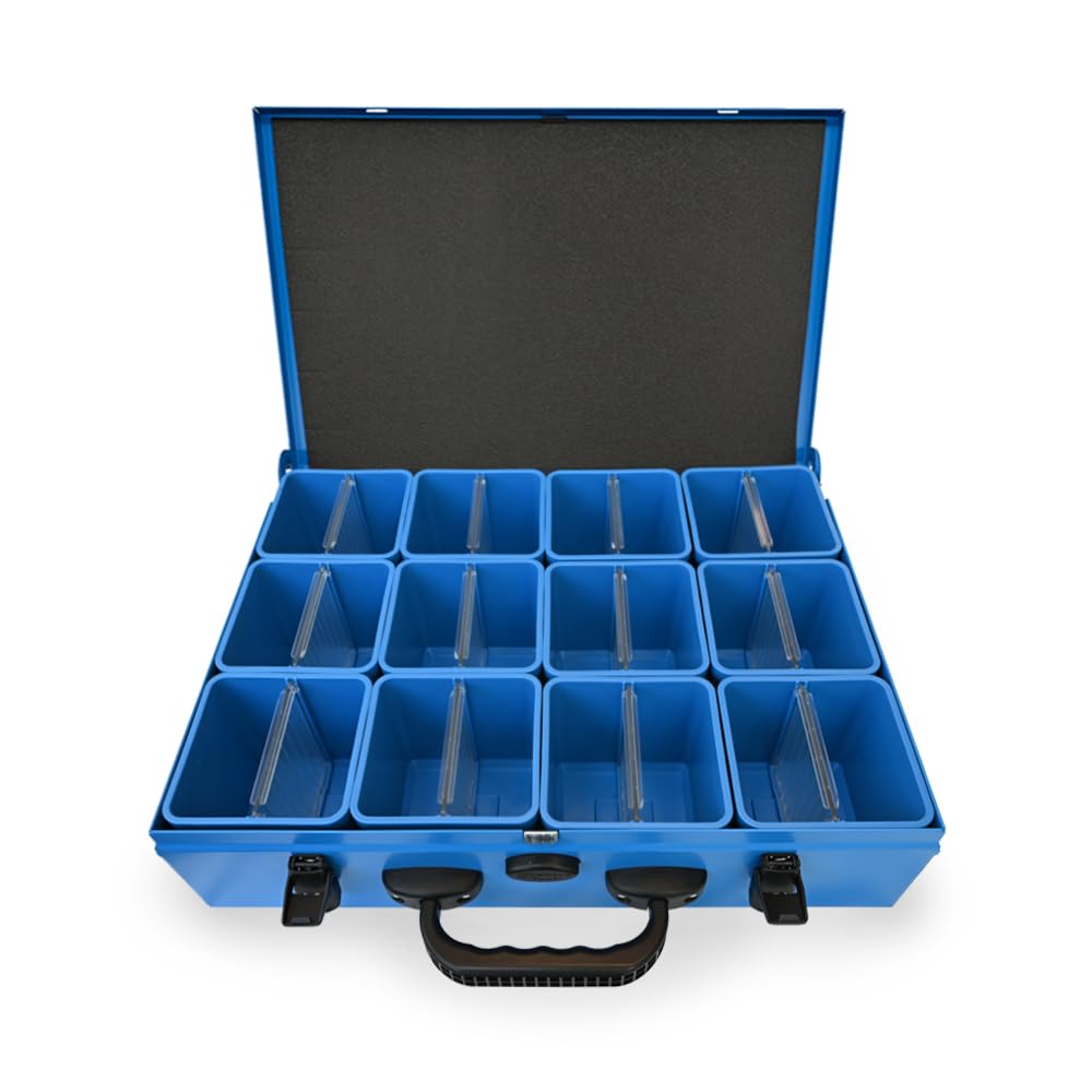 Syncro System Valigetta portaminuterie in metallo furgone officina mobile – 12 vaschette modulari gancio sicurezza 44x34x10 cm