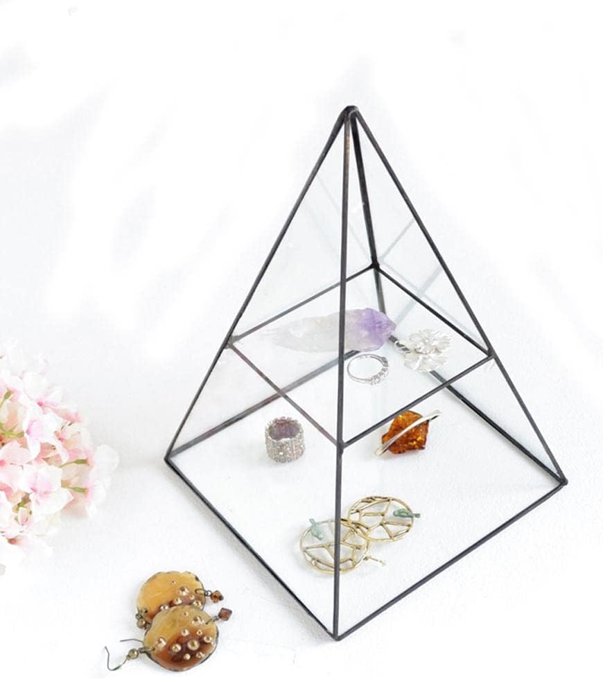 joyMerit Pyramid Glass Ring Display Case Women Jewelry Collection Storage Organizer Box - Antique Bronze