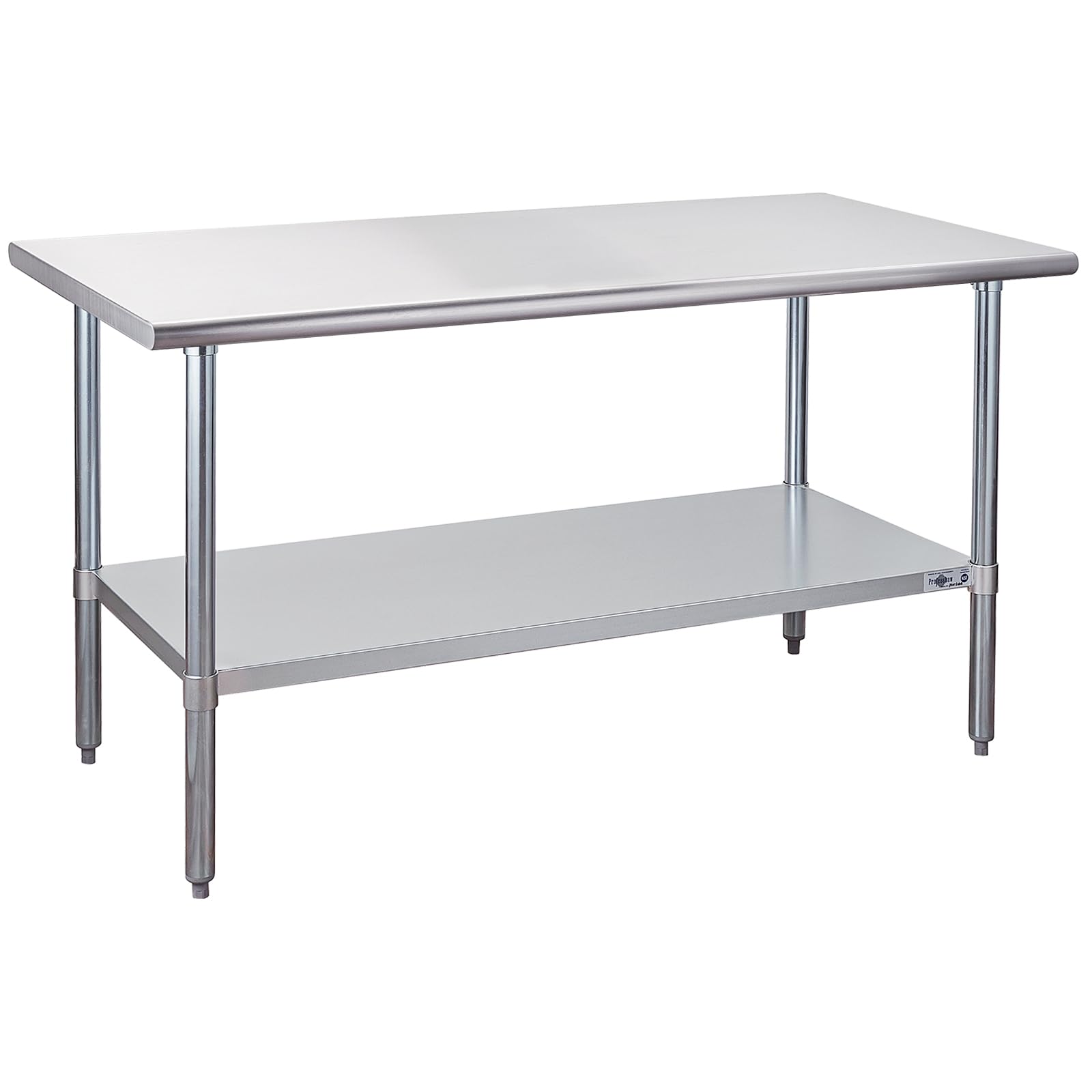 Profeeshaw Mesa de preparación de acero inoxidable NSF Comercial mesa de trabajo con salpicaduras y estante inferior para cocina restaurante