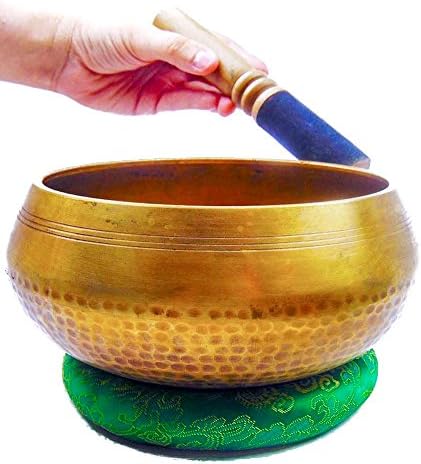 3.75 Inch Meditation Om Mani Padme Hum Peace Wooden Striker, Om Tingsha Cymbals & Cushion