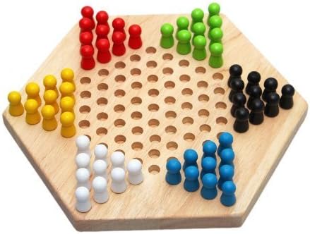 SODIAL(R) Traditional Hexagon Wooden Chinese Checkers Family Game Set