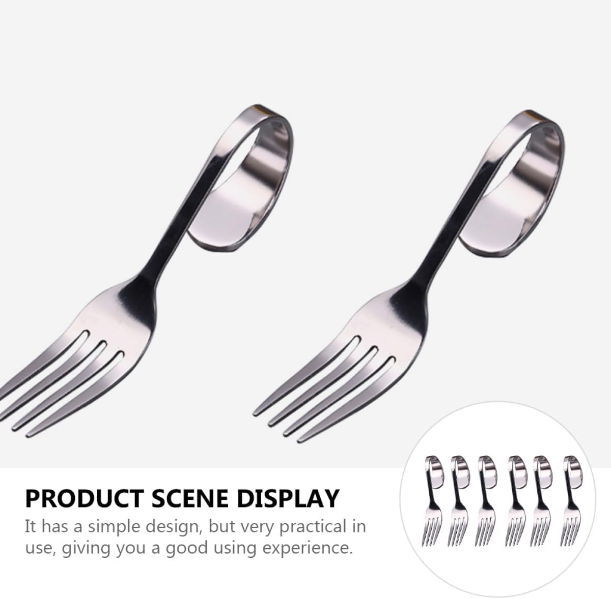 Curved Handle Salad Forks 6pcs Stainless Steel Dessert Cake Forks for Home Dining and Entertaining