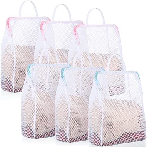 Honeycomb Mesh Laundry Bags With Handle 12 X 8 Inch Delicate Bag For Washing Machine Large Opening Side Widening Zippered Wash Bag For Sock Baby Items Lingerie Travel Garment, Pink And Blue (6 Pcs) #TOP23