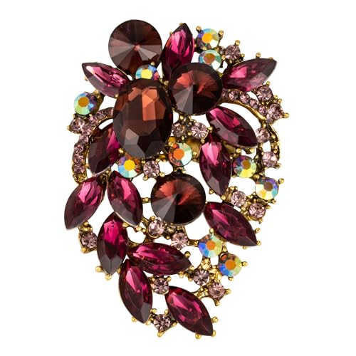 Image of SELOVO Rhinestone Statement Brooch Pin Flower Dress Accessory