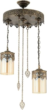 Fer Chandelier Hürrem authentic rustic vintage pendant lamp Living Room - Kitchen - Bedroom 2-piece chandelier