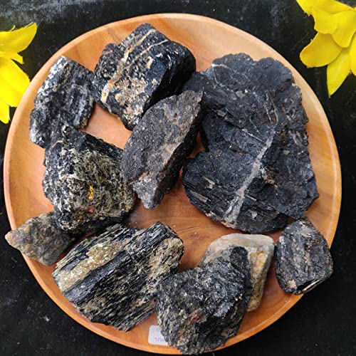 Image of Black Tourmaline Crystal Raw Stone (1 Kg) | Natural Healing Crystals for Protection & Grounding | Crystal Showpiece for Vastu Home Decor & Office Deck Decoration | Ideal Spiritual Gift (3-4 Pcs)