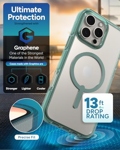 Image of ZAGG Santa Cruz Snap Case for iPhone 16 Pro Max - MagSafe Compatible, 13ft Military-Grade Drop Protection, Graphene Reinforced, Lightweight, 70% Recycled Content, Clear with Color Accents, Green