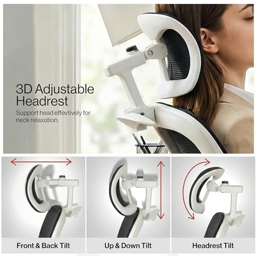 Image of DROGO Aerofly Premium Ergonomic Office Chair for Work from Home, 2D Headrest, High Back Computer Chair with Mesh, Flip-up Armrest, Recline,Adjustable Lumbar Support, Mesh Chair for Office(White Black)