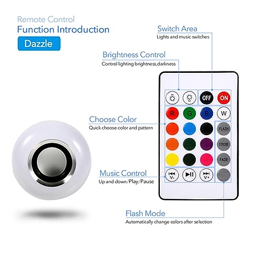 Garosa LED Color Changing Music Light Bulb 12W E27 RGB Smart Bulb Remote Control for Living Room Bedroom Bathroom Closet Decor by Garosa - Image 5