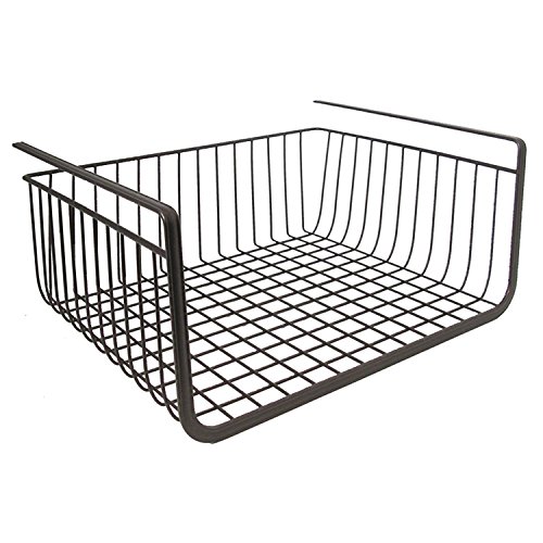 Image of Styleys Metal Under Shelf Basket Wire Rack For Extra Cabinet Storage 13.5-Inch Set Of 1 Black - S11027A - Under Cabinet, Hanging Shelves