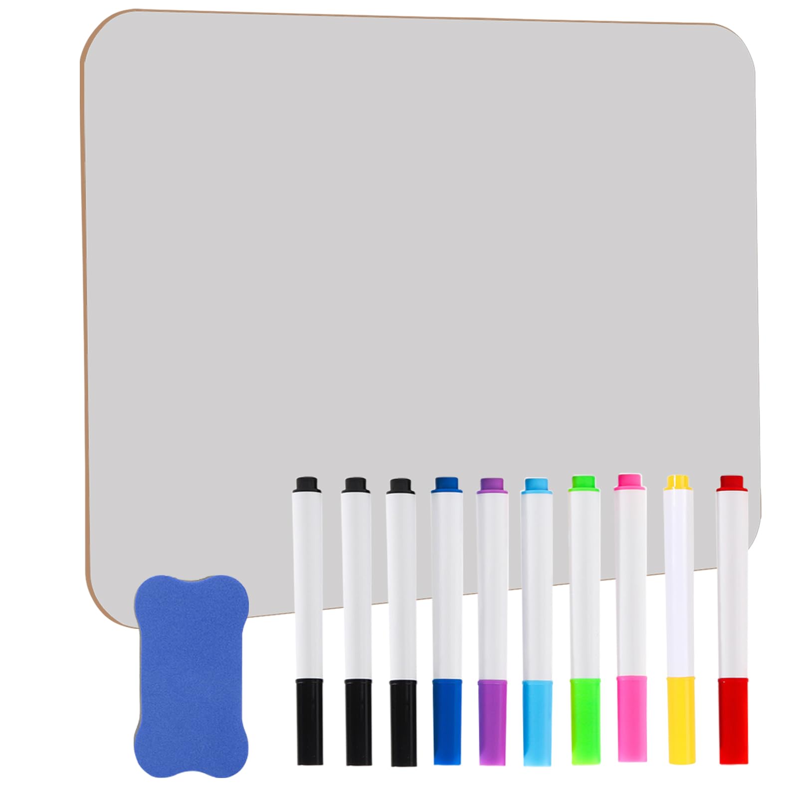 1 Pack A4 Whiteboard, Mini Dry Erase White Board, Durable Portable White Boards for Students with 10 Pens and 1 Erasers, Small Whiteboard for Home,Classroom,Office — image 1