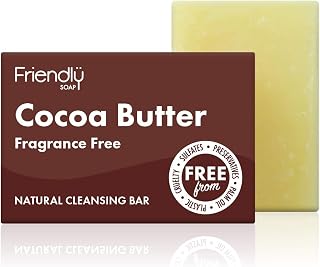 Friendly Soap - Natural Cocoa Butter Facial Cleansing Bar, Moisturising & Soothing, Handmade with Cocoa Butter & Coconut Oil, No Sulfates & Palm Oil, Vegan, Eco-Friendly, Recyclable Packaging 95g