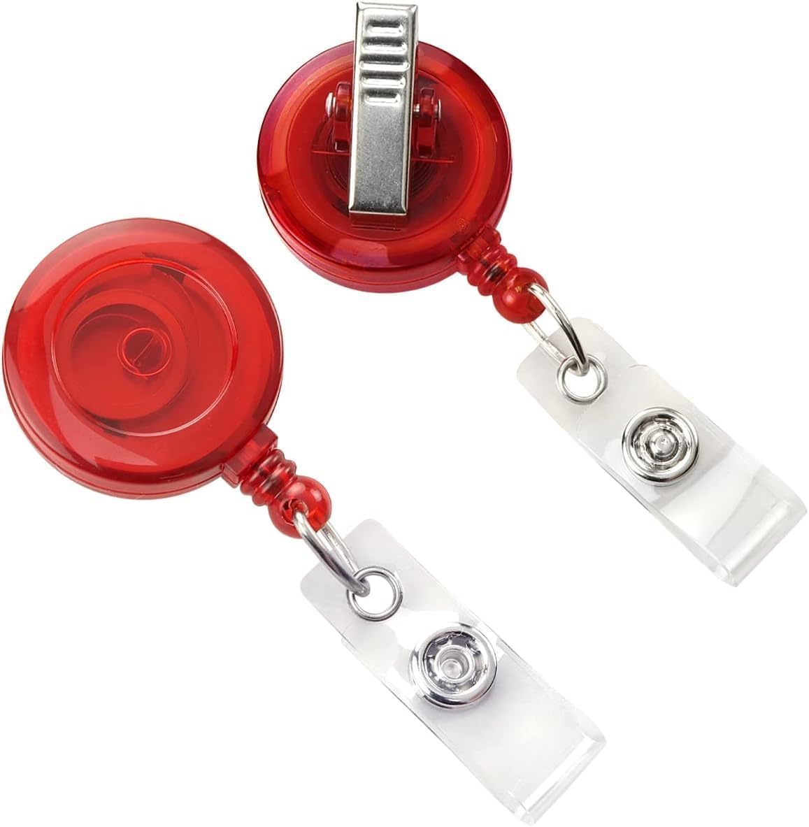 Bulk 25 Pack - Red Translucent Retractable ID Badge Reels with Alligator Swivel Clip - Bulk Badge Holder Blanks with Swivel Clips for Nurses, Teacher, and Office Employees by Specialist (Red)