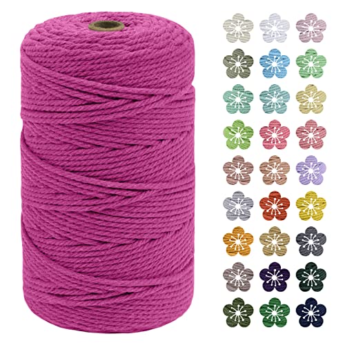 LEREATI Macrame Cord 3mm x 200m, Thick Macrame Rope Natural Cotton Rope Craft String