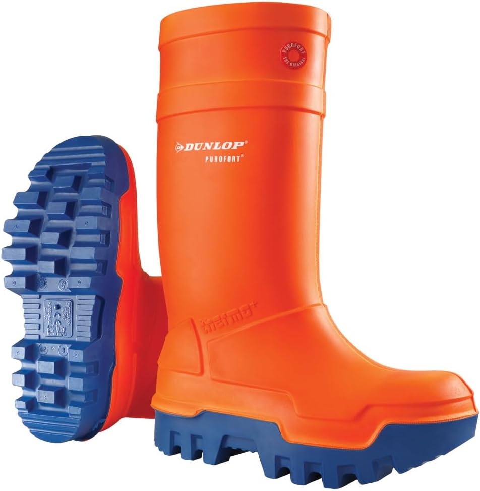 DUNLOP Purofort Thermo+ Full Safety Winter Work Wellies, Orange, UK 11