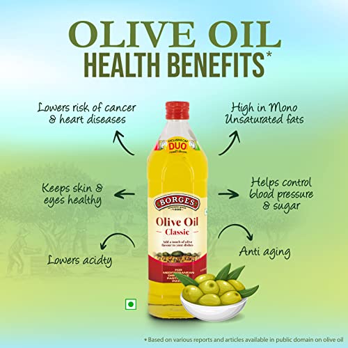Image of Borges Classic Olive Oil - 2 L |Packed in Spain |75% MUFA | Rich in Antioxidants | Ideal For Mediterranean dishes like Pizza, Pasta and speciality dishes
