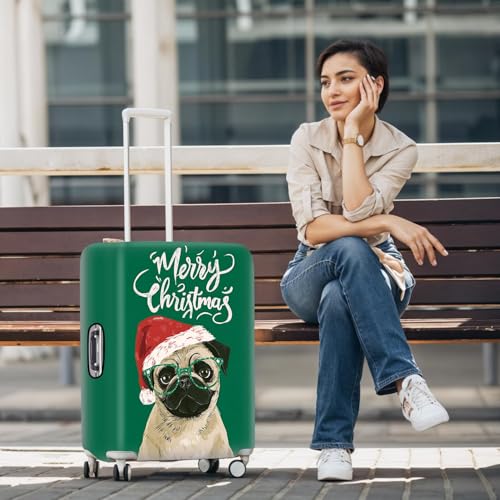 Image of Christmas Pug Luggage Cover, Washable Cute Dog Suitcase Cover, Animal Lover Suitcase Protector Anti-scratch Bag cover, M