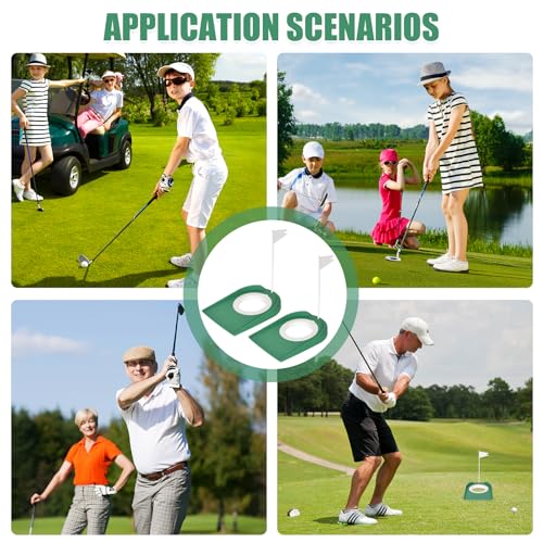 2 Stück Golf Puttingbecher mit Flagge, Golf-Übungs-Putter-Pad, Golf Putting Cup Übungshilfe mit Einstellbarer Loch und Flagge, Golf Trainingshilfe, für Drinnen und Draußen, Zuhause, Büro, Hof, Rasen