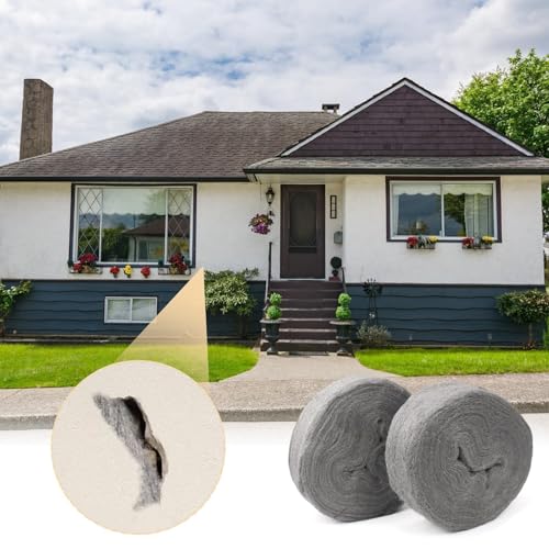 VBNZBK 6 M Stahlwolle 0000 Gegen Mäuse und Ratten, Stahlwolle Fein für Löcher und Wand Risse von Haus, Lüftungsgitter Garage - Mit Handschuhen