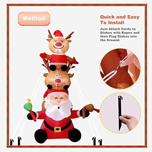 7 FT (210cm) Christmas Inflatable Outdoor Decorations Santa Claus with 2 Reindeers, Super LED Lights Holiday Blow Up Yard Decoration for Xmas Party Garden Yard Lawn Winter Decor (Arhat)
