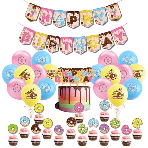 Compleanno Decorazione Ciambella Decorazione per Compleanno Donut Decorazioni Compleanno Ciambella Palloncino Compleanno Donut Palloncini Feste Ciambella Topper Torta Donut Festone per Compleanno