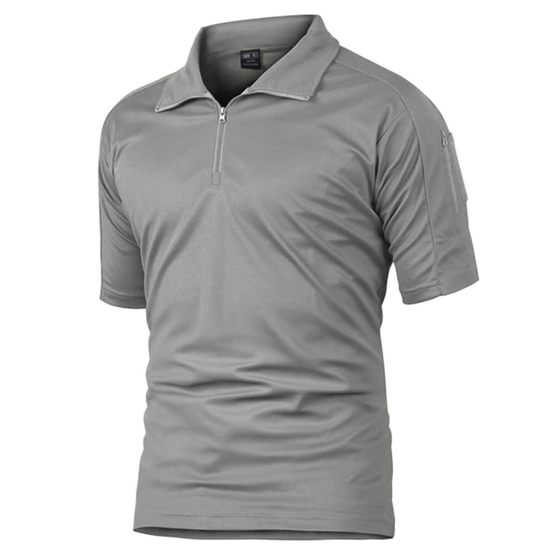 T-Shirt Rapide a Maniche Corte estive da Uomo Combattimento tattico Militare Lavoro di Squadra Escursionismo Sport (Grigio Chiaro L)