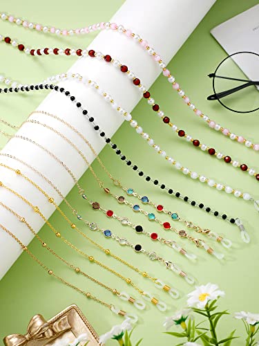 Frienda 8 Pieces Eyeglasses Chains Beaded Sunglasses Strap Holder Elegant Eyewear Retainer Chain, 8 Styles (White, Pink, Dark Brown, Black) #TOP6
