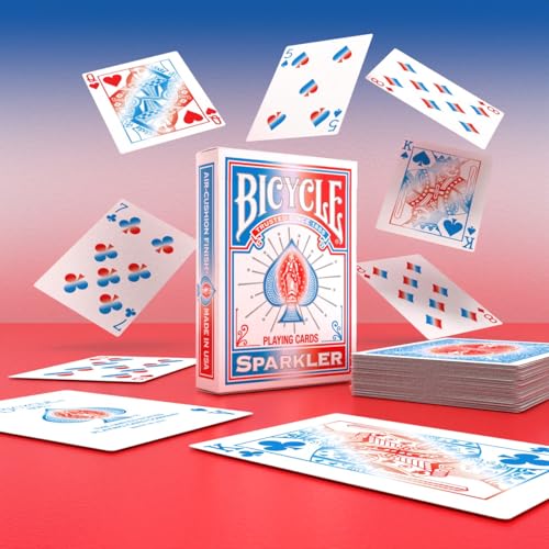 Image of Bicycle Sparkler Playing Cards - Made in USA - Tribute to American Flag & Dazzling Fireworks Deck, Bold Patriotic Collectible Card Set for Fourth of July Parties, Americana Gifts, Family Game Night