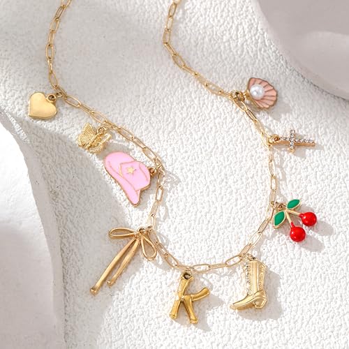 Collier chaîne en trombone finition 14 carats et breloques de plage - 2