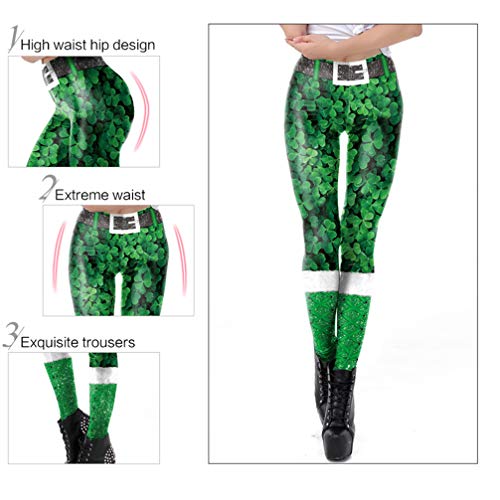 Legging feminina sexy com estampa digital FENICAL, calça skinny trevo para ioga, corrida, pilates e