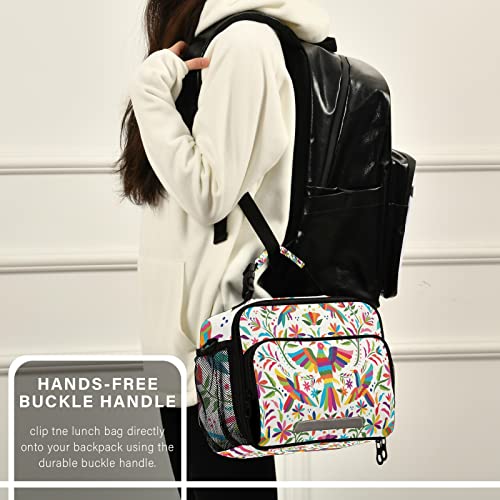 Eionryn Mexican Otomi Birds Floral Lunch Bags Lunch Box Insulated Cooler Bag Reusable Tote Shoulder Bag For Outdoor Picnic Meal Office #TOP5