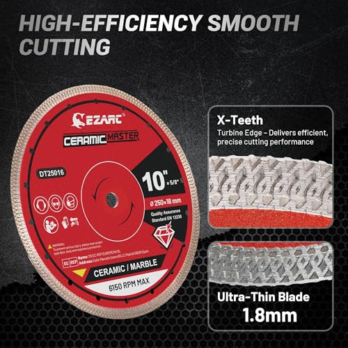 EZARC 10 Inch Super Thin Diamond Tile Blade, 5/8" Arbor, 1-Pack Alternate view