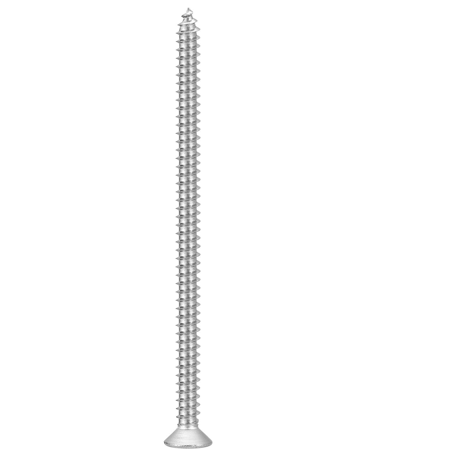 METALLIXITY Countersunk Phillips Wood Screw (#8x4") 50Pcs, 304 Stainless Steel Coarse Thread Phillips Drive Flat Head Wood Screws - for Furniture Installation Repair, Silver — image 1