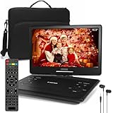 17' Portable DVD Player with Headphones,14.1' Large HD Screen with Extra Carrying Bag,4-6 Hours Rechargeable Battery,Support HDMI in/USB/AV-in/Out and Multiple Disc Formats,High Volume Speaker,Black