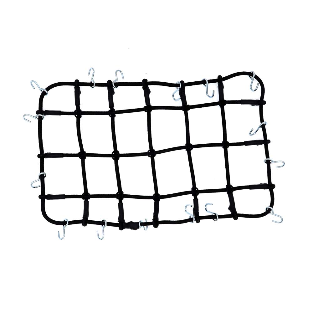 REhobby 1/10 RC Elastic Luggage Net 19x12cm with Hooks for 1:10th RC Crawler Rock Climbing Truck Car D90 TRX4 Roof Rack (Black)